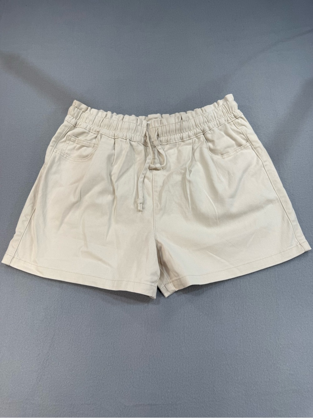 Time and Tru Cream High-Waist Drawstring Shorts
